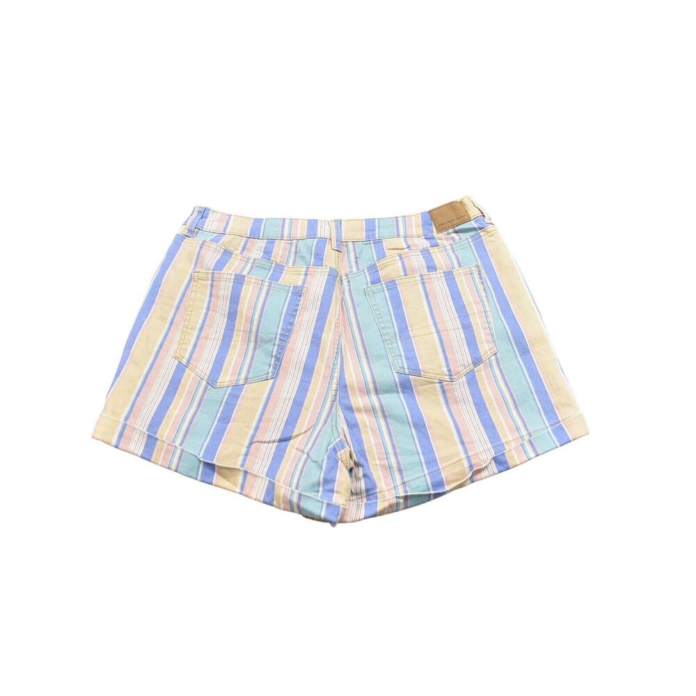 American Eagle Multicolor Cut-Off Shorts, Size 14, Colorful Denim Mom Short